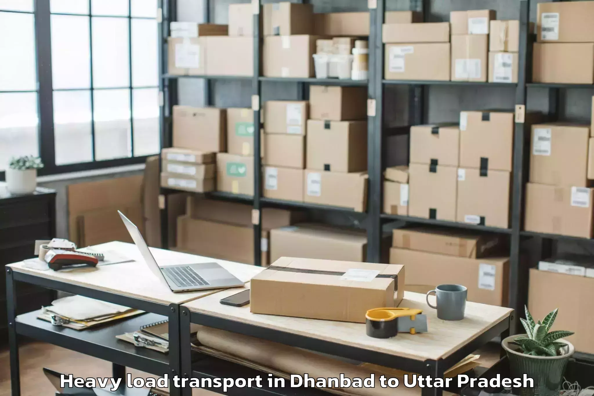 Easy Dhanbad to Mahavan Heavy Load Transport Booking